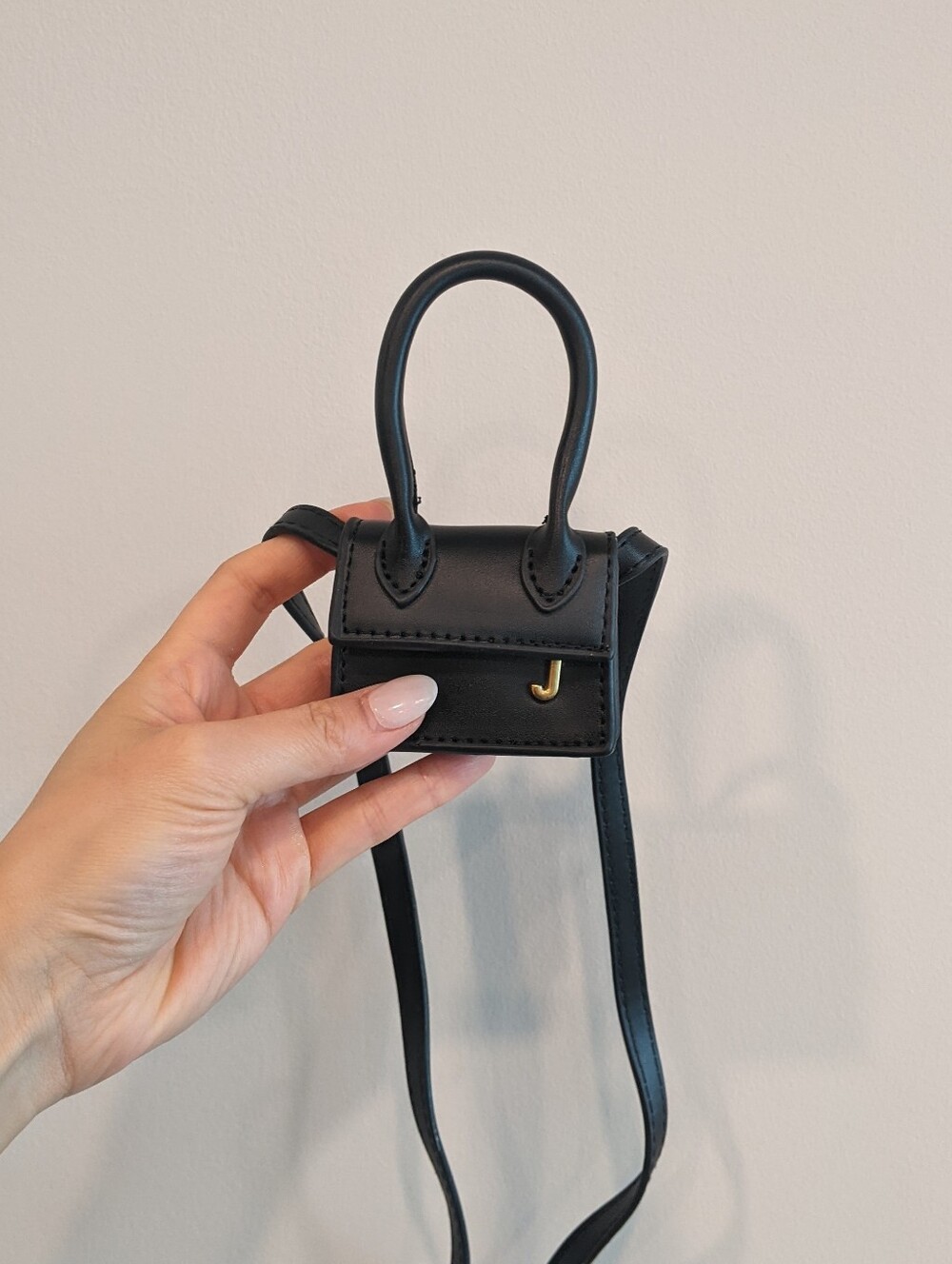 Micro Black Crossbody Bag with Gold J Accent